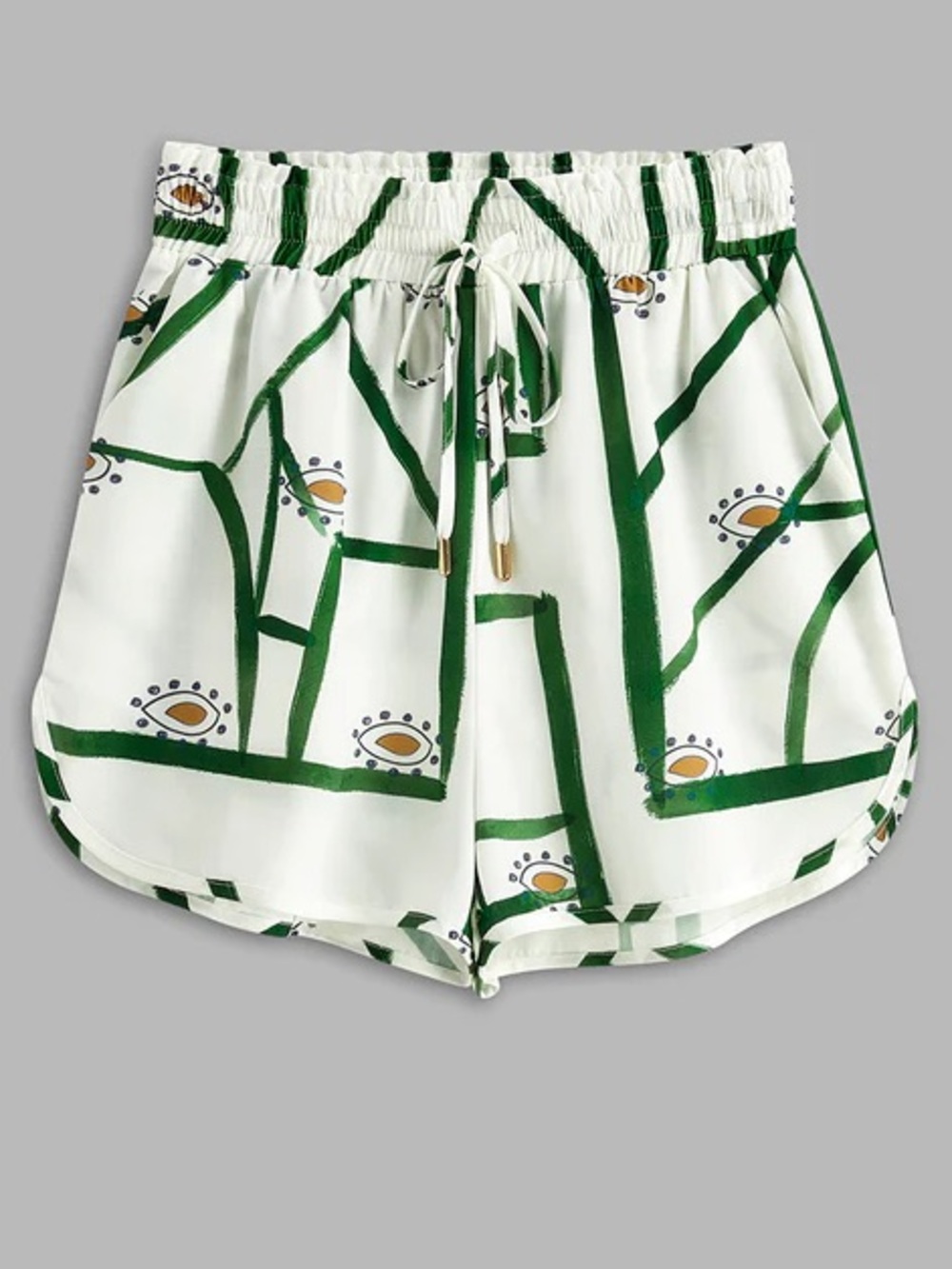 Commense Shorts with Green Geometric & Floral Print